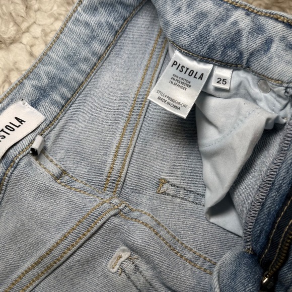 Pistola Lennon High Rise Raw Hem Crop Flare Jeans Size 25 Light Wash - Picture 4 of 10